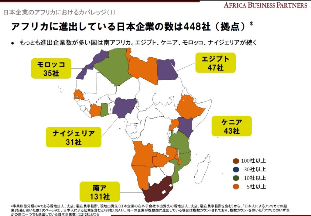 アフリカビジネスに関わる日本企業リスト　2017年版　進出国順位